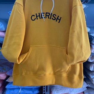 Áo hoodie thun nỉ ngoại thêu chữ CHERISH mềm