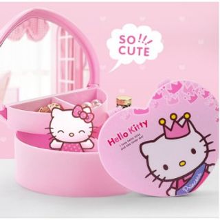 Hộp Đựng Trang Sức Hình Trái Tim Kèm Gương Tiện Dụng