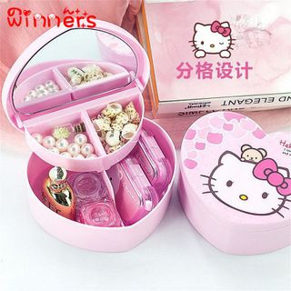 Hộp Đựng Trang Sức Hình Trái Tim Kèm Gương Tiện Dụng