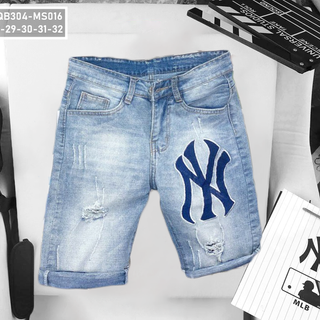 Quần short jean nam thêu logo cao cấp