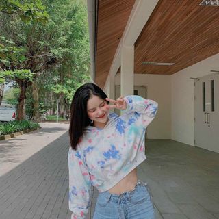 Áo crop top loang màu
