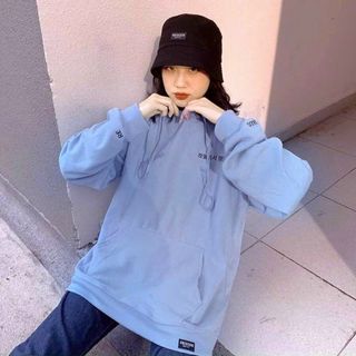 Áo hoodie nỉ ngoại in chữ hàn mền mịn nón 2 lớp