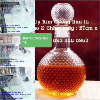 Chai Rượu Thủy Tinh Kim Cương Bầu 500ml