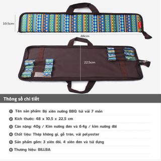 Bộ 7 xiên nướng dã ngoại có túi đựng BB7311