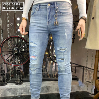 Quần jean dài nam rách gối cá tính