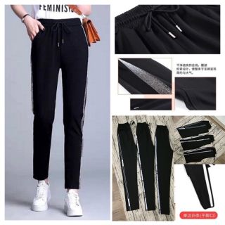 Quần baggy cạp chun phối sọc , quần thể thao nữ phối sọc , quần tập gym, quần thể dục