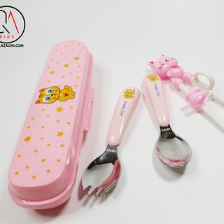 Bộ đũa thìa tập ăn cho bé – hộp nhựa