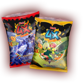 Oishi 4x đã khui lấy tem có tặng kèm 10 gói bánh trong mỗi cây bánh