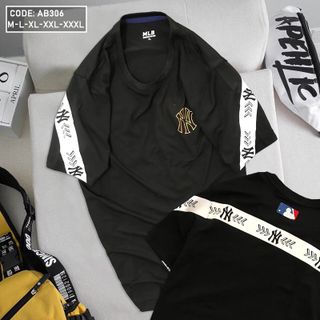 Áo thun cổ tròn thêu logo NY