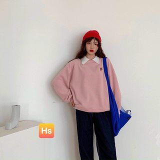 Áo sweater cổ tròn in quả dâu dễ thương