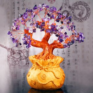 Cây Tài Lộc Đá Thạch Anh 21.5cm ( vàng, tím)
