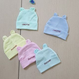 Mũ sơ sinh có tai 2 lớp cotton dày dặn mềm mại cho bé gái, bé trai giá sỉ