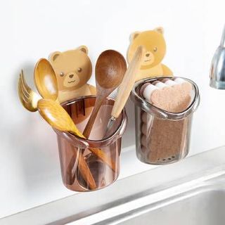 Cốc hộp đựng bàn chải hình gấu dán tường