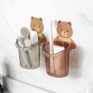 Cốc hộp đựng bàn chải hình gấu dán tường