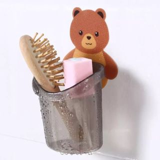 Cốc hộp đựng bàn chải hình gấu dán tường