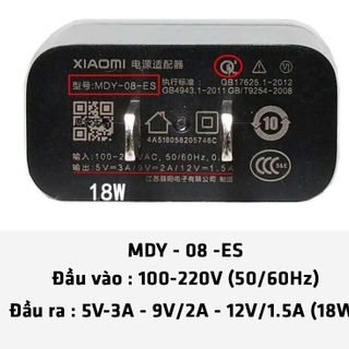 Củ sạc Xiaomi sạc nhanh Quick Charge 3.0 MDY-08-ES (ĐEN)