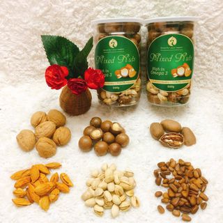 Hạt Mix Mixed Nuts 6 loại hạt còn vỏ (hạnh nhân, óc chó, macca, hạt dẻ, hạt hồ đào, hạt thông) giá sỉ