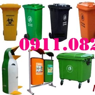Thùng rác 120 lít 240 lít nắp hở giá rẻ tại bạc liêu- thùng rác nắp kín xanh, cam,vàng-