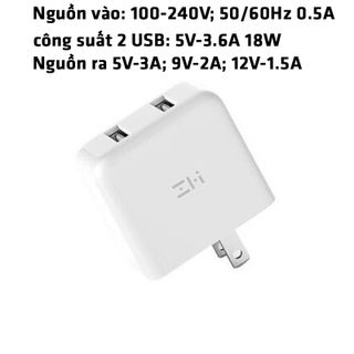 Củ sạc nhanh 2 USB QC 3.0 ZMI HA622