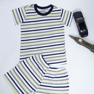 Bộ thun cotton bé trai phối sọc