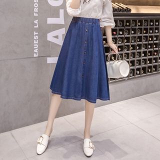 CHÂN VÁY DENIM CHỮ A - DT1405 - nhí nhảnh cùng xưởng may đô thành