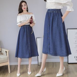 CHÂN VÁY DENIM CHỮ A - DT1405 - nhí nhảnh cùng xưởng may đô thành
