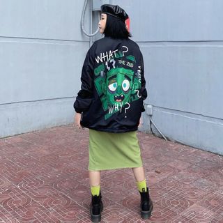 Áo khoác dù mặt quỷ in What? why?