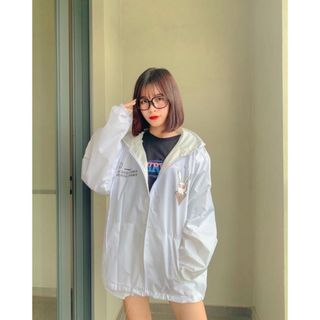 Áo khoác dù in con thỏ lót 2 lớp