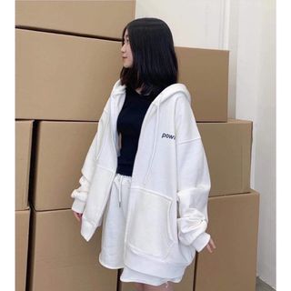 Áo khoác thun nỉ ngoại in POWR mềm mịn