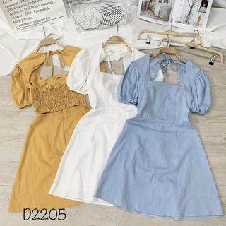 Đầm nơ lưng nhún thun D2205