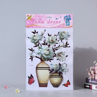Decal 3D Nổi - Bình Hoa Trắng