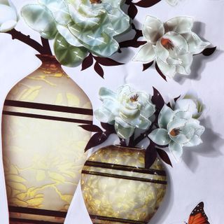 Decal 3D Nổi - Bình Hoa Trắng