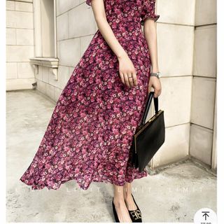 ĐẦM XOÈ HOA TÍM TAY PHỒNG NHÚN THUN - DT1412 - mua sỉ giá gốc tại xương may đô thành