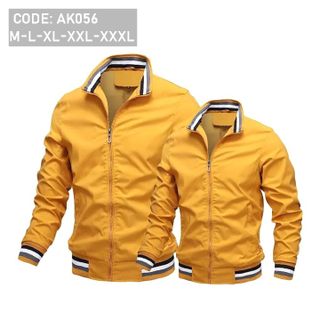 Áo khoác nam cổ trụ phối sọc 2 lớp