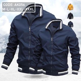 Áo khoác nam cổ trụ phối sọc 2 lớp