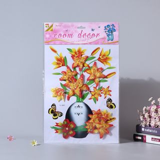 Decal 3D Nổi - Bình Hoa Lyly Vàng