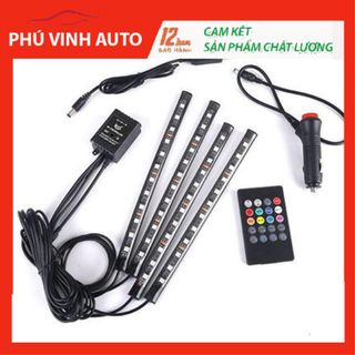 Đèn Led Gầm Ghế Ô Tô, xe hơi loại 12 Led có điều khiển từ xa, cảm ứng âm thanh nhấp nháy theo nhạc giá sỉ