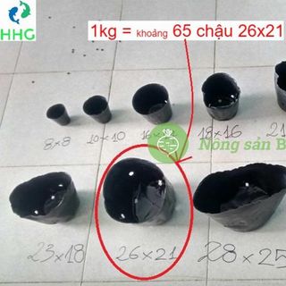 Chậu nhựa mềm (Bịch, Túi bầu) ươm cây 26x21, 1kg = 41 chậu 26x21 - Đen