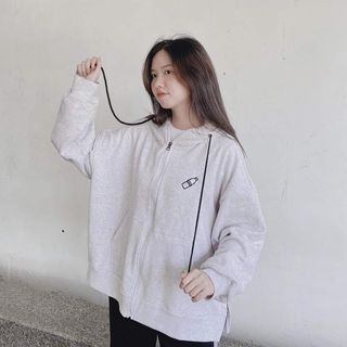 Áo khoác thun nỉ ngoại thêu chai nhựa mềm, form chuẩn
