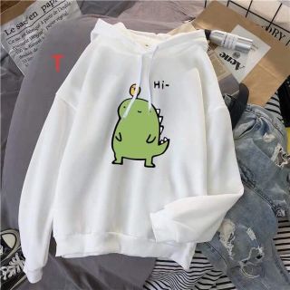 Áo hoodie Khủng Long Freesize HOT TREND 3 màu trắng, xanh dương, hồng