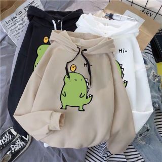 Áo hoodie Khủng Long Freesize HOT TREND 3 màu trắng, xanh dương, hồng
