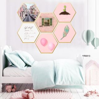 Decal 6 Tranh Màu Hồng – YR6913