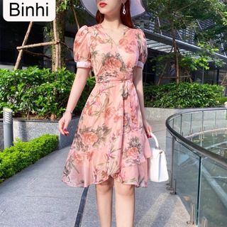 Binhi Đầm váy sỉ suông hoa hồng siêu xinh cho nàng dạo phố dự tiệc giá sỉ