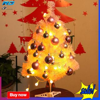 Cây Thông Noel 60CM Màu Hồng Kèm Dây Led Trang Trí Và Quả Châu Cực Đẹp