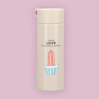 Bình Nước Thủy Tinh hình xương rồng Bọc Nhựa Chữ Love 450ML – Họa Tiết Màu Ngẫu Nhiên