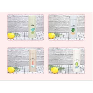 Bình Nước Thủy Tinh hình xương rồng Bọc Nhựa Chữ Love 450ML – Họa Tiết Màu Ngẫu Nhiên