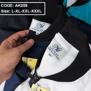 Áo khoác nam dù phối nỉ 2 lớp cổ đen( có size 3x)