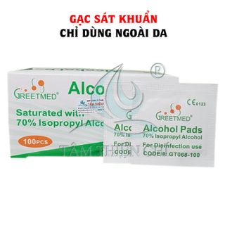 Gạc tẩm cồn Greetmed Alcohol Pad hộp 100 miếng TTC