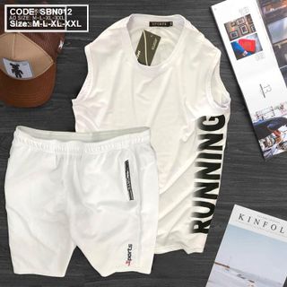 Set bộ nam áo ba lỗ RUNNING phối quần thể thao