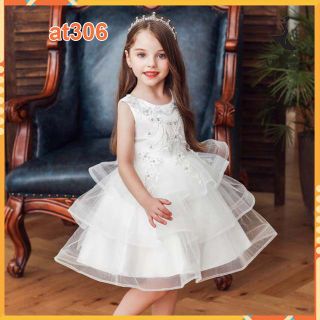 Đầm công chúa cho bé gái màu trắng từ 10kg đến 45kg